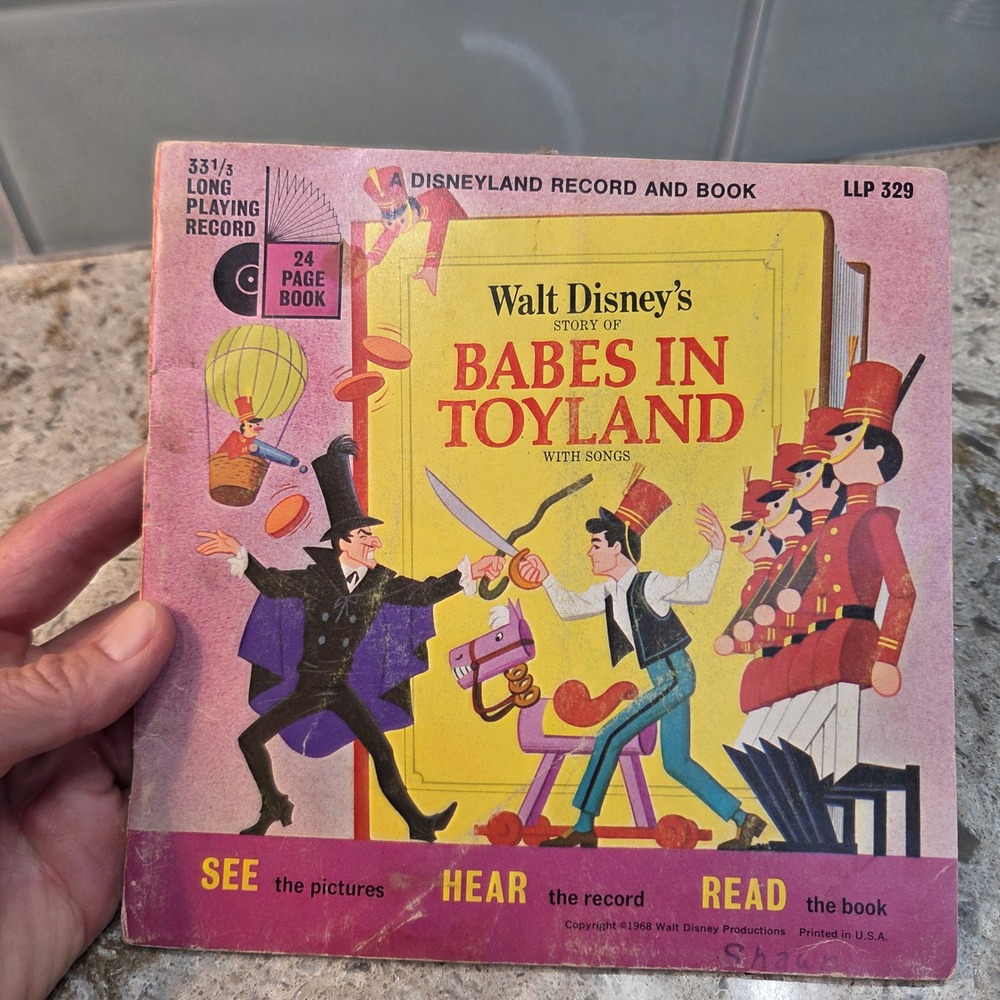 Vintage 1968 Walt Disney Babes In Toyland Disneyland Record and Book LLP 329